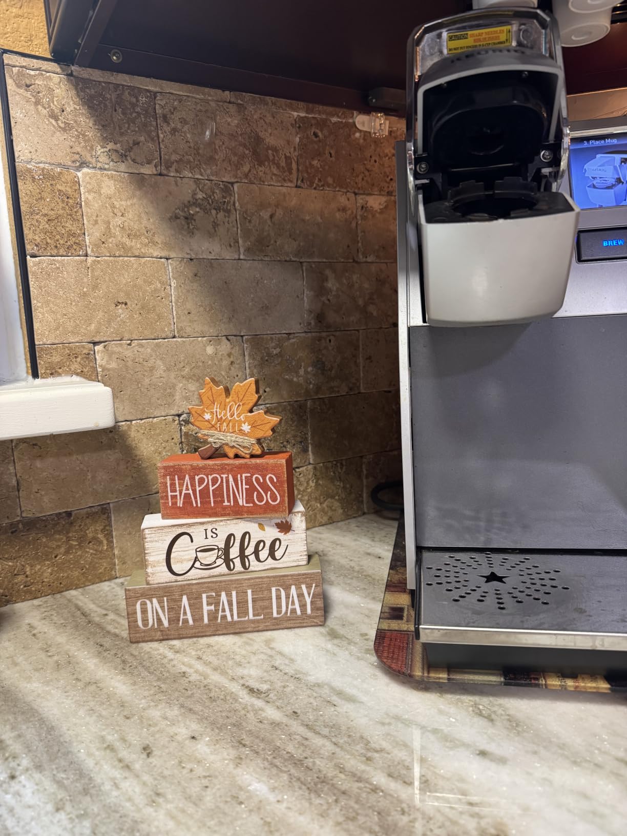 Lineshading 5 Pcs Fall Wood Block Signs Farmhouse Tabletop Decor Maple | Tiered Tray Decorations for Home, Stackable Wooden Blocks, Autumn Harvest Theme with Pumpkins Apple Crisp Text, Rustic customer photo 2