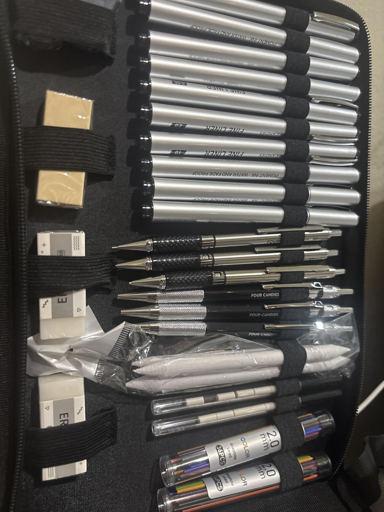 Four Candies 73PCS Advanced Drawing Kit with Professional Art Supplies | Fineliner Pens, Mechanical Pencils, 3-Color Sketchbook, Charcoal Sticks, Pastels for Sketching Drawing Comics, Artists customer photo 1