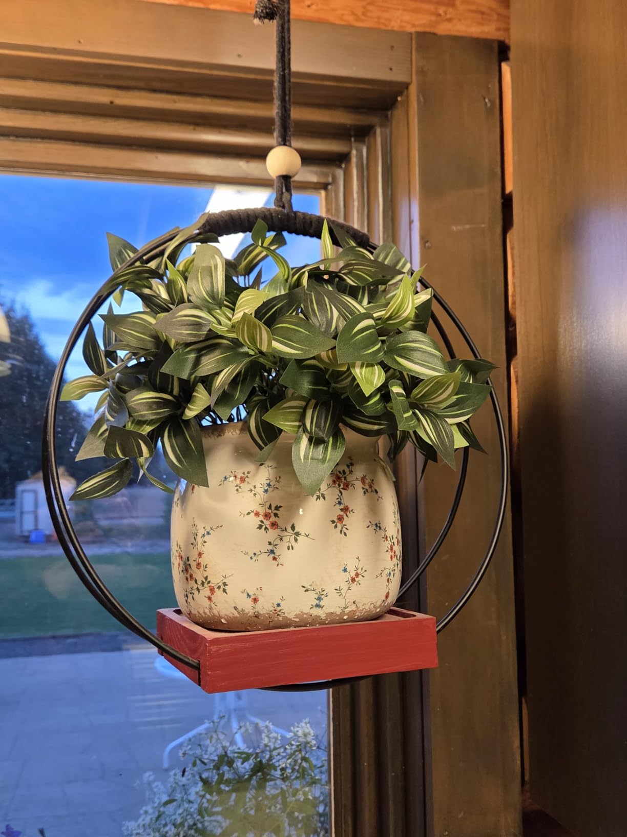 Vintage Planter Large Ceramic Plants Pot Beige Red Floral Pot | Ice Crack Glaze Scroll Flower Pot with Drainage, Rustic Decorative Plant Pots Gifts, for Home Office Indoor Outdoor Plants customer photo 1