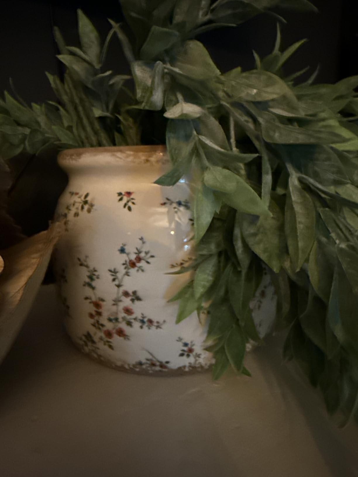 Vintage Planter Large Ceramic Plants Pot Beige Red Floral Pot | Ice Crack Glaze Scroll Flower Pot with Drainage, Rustic Decorative Plant Pots Gifts, for Home Office Indoor Outdoor Plants customer photo 2
