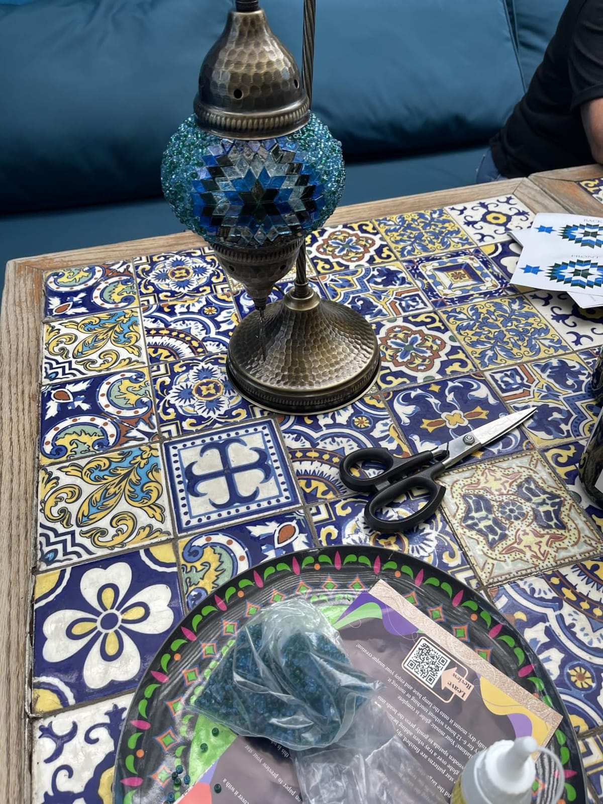 DEMMEX DIY Turkish Moroccan Mosaic Lamp Making Kit - Beginner Friendly Mosaic Art & Craft Project Kit for Adults & Teens - No Grout/Plaster Needed customer photo 1
