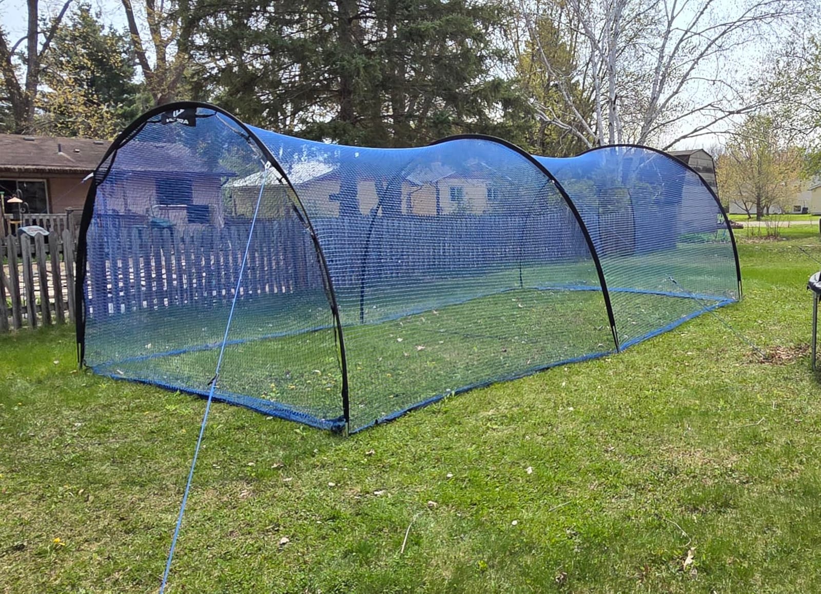 Portable 22ft x 12ft x 8ft Baseball & Softball Batting Cage - Easy to Install Hitting Cage with Pitching Machine Hole, 3-Ply Blue Netting, 14mm Fiberglass Poles, Secure Steel Frame & Carry Bag Include customer photo 2
