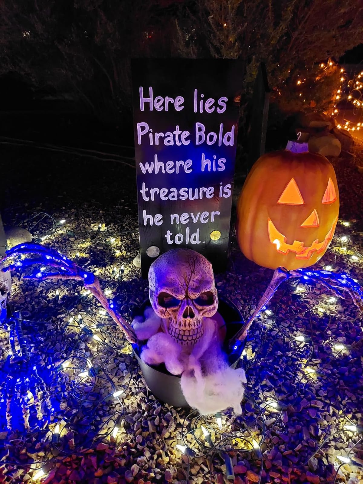 Halloween Decorations Outdoor,Solar 4 Pack Light Up Skeleton Arm Decorations,120 LED Purple & Orange Lights with 8 Modes,Halloween Skeleton Arm String Lights for Porches Yards Gardens Lawn customer photo 1