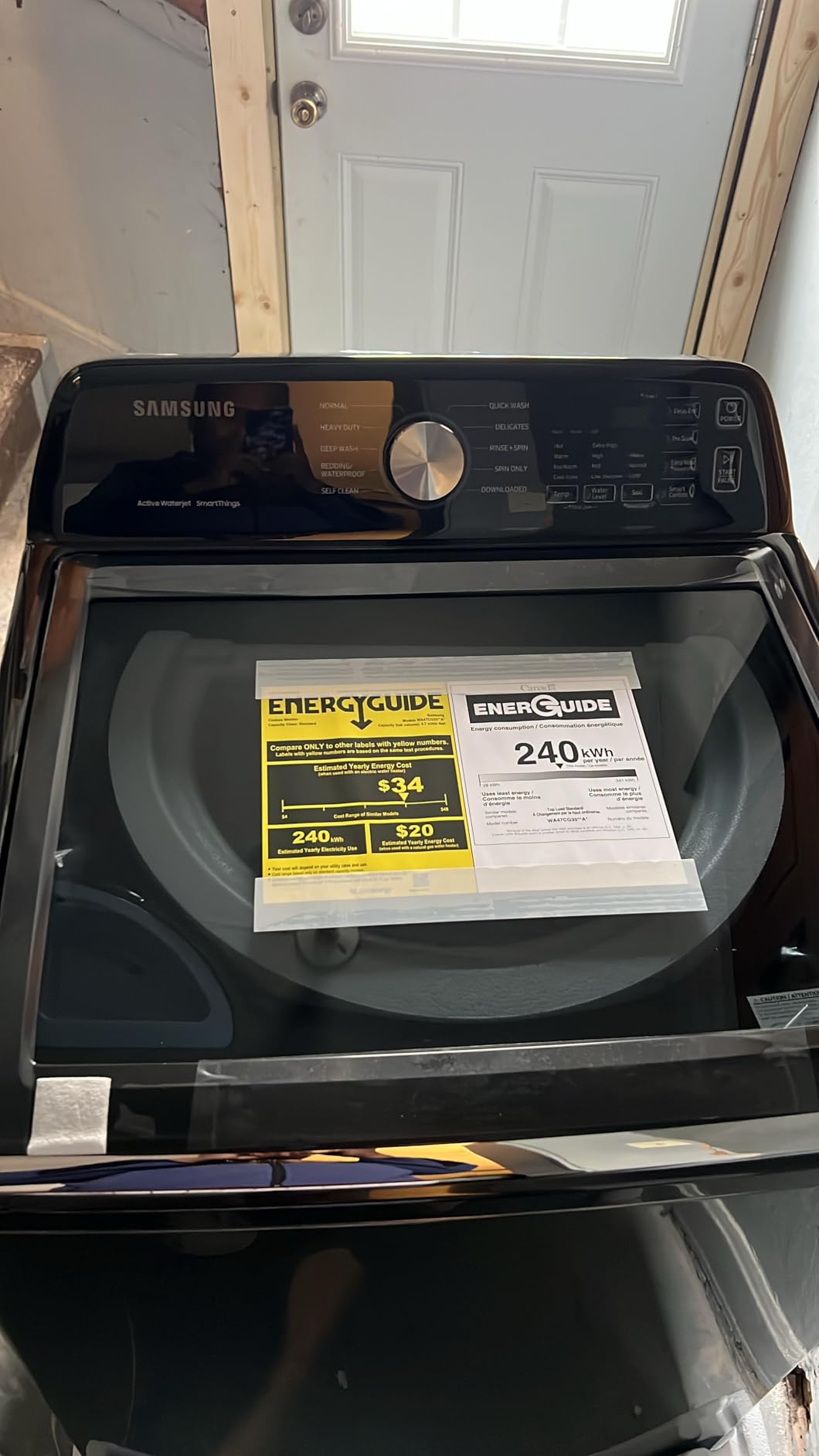 Samsung Smart 4.7 Cu Ft Top Load Washer & 7.4 Cu Ft Electric Dryer, Sensor Stops Overdrying, Low Vibration Quiet Wash, WaterJet Bundle (Black) customer photo 1