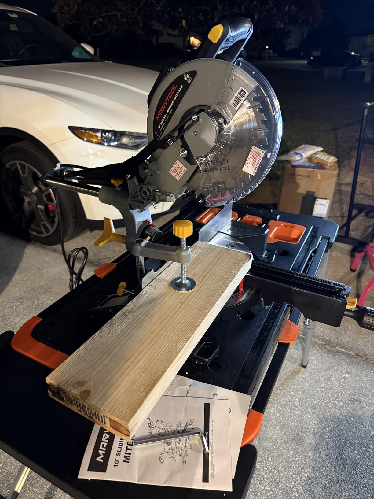 12-Inch Dual-Bevel Sliding Compound Miter Saw, 3800RPM, 15 Amp, Dual Bevel 0-45 with Extension Table, 36T Blade, Power Saw for Metal, Plastic, Wood, Laminates customer photo 1