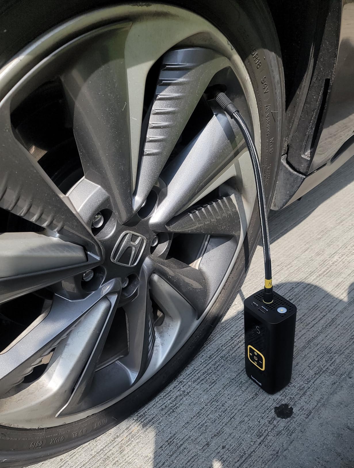 Lamicall Car Tire Inflator Portable Air Compressor, 4X Faster, 150 PSI | with Auto Stop, Rechargeable, Pressure Gauge Display, LED Light, Car Accessories Automatic Air Pump for Motorcycle Bike Ball customer photo 1
