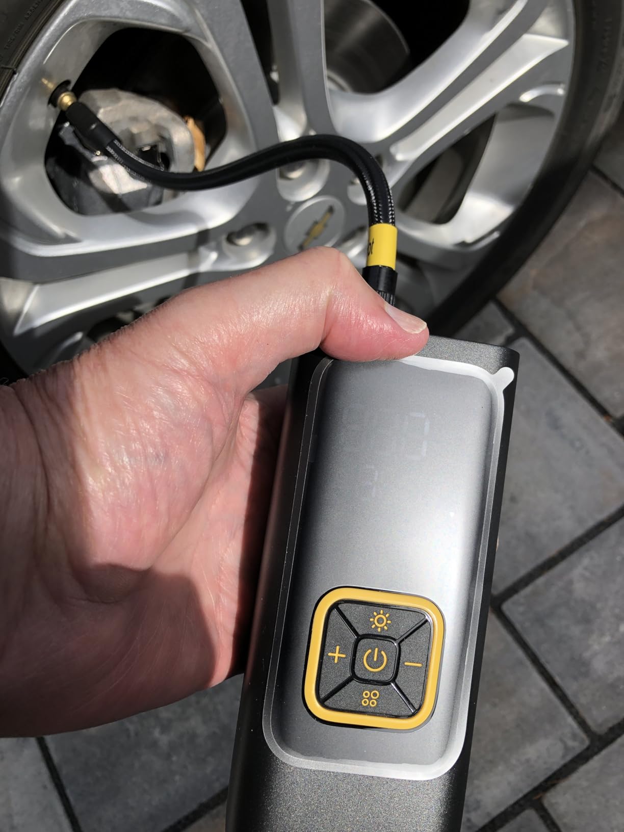 Lamicall Car Tire Inflator Portable Air Compressor, 4X Faster, 150 PSI | with Auto Stop, Rechargeable, Pressure Gauge Display, LED Light, Car Accessories Automatic Air Pump for Motorcycle Bike Ball customer photo 2