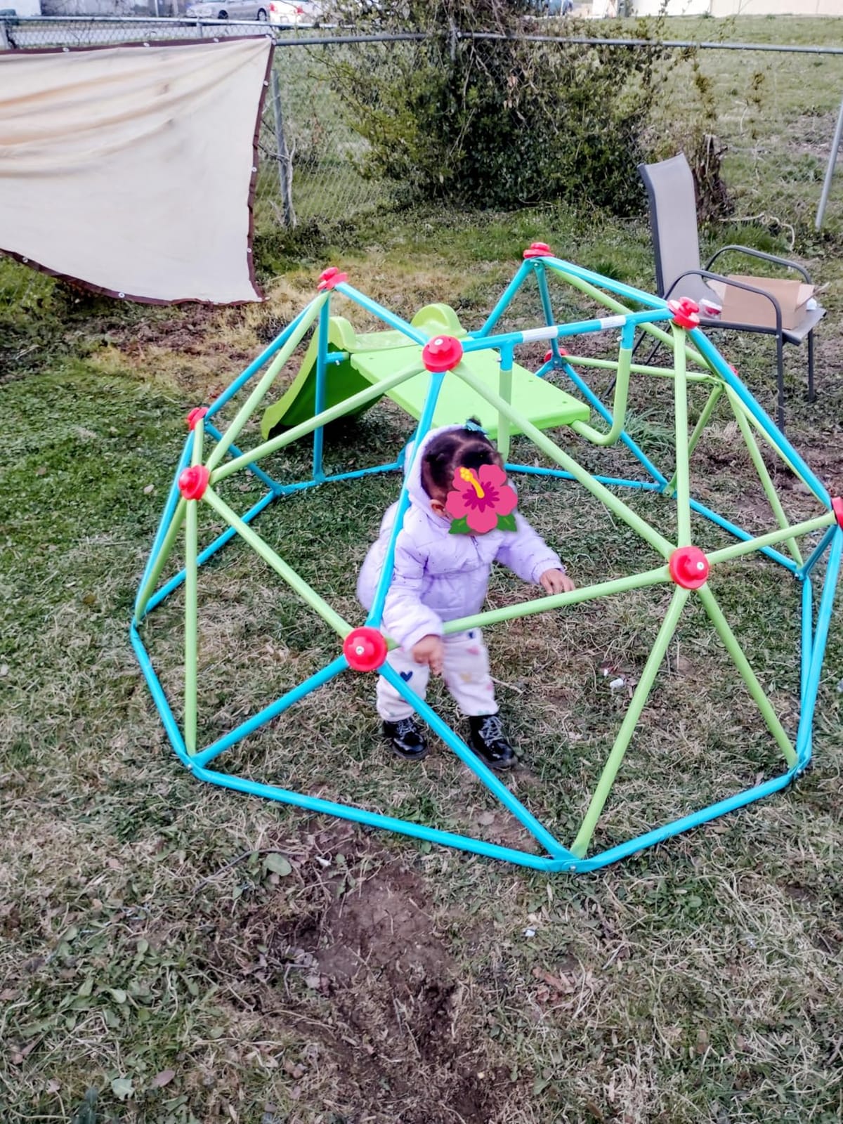 Zupapa Climbing Dome with Slide Max Load 440Lbs, 8FT Jungle Gym Monkey Bar for Backyard, 2 in 1 Outdoor Climbing Frame Toys for Toddlers Playground Set, Geometric Dome Climber for Kids Age 3-8 customer photo 2