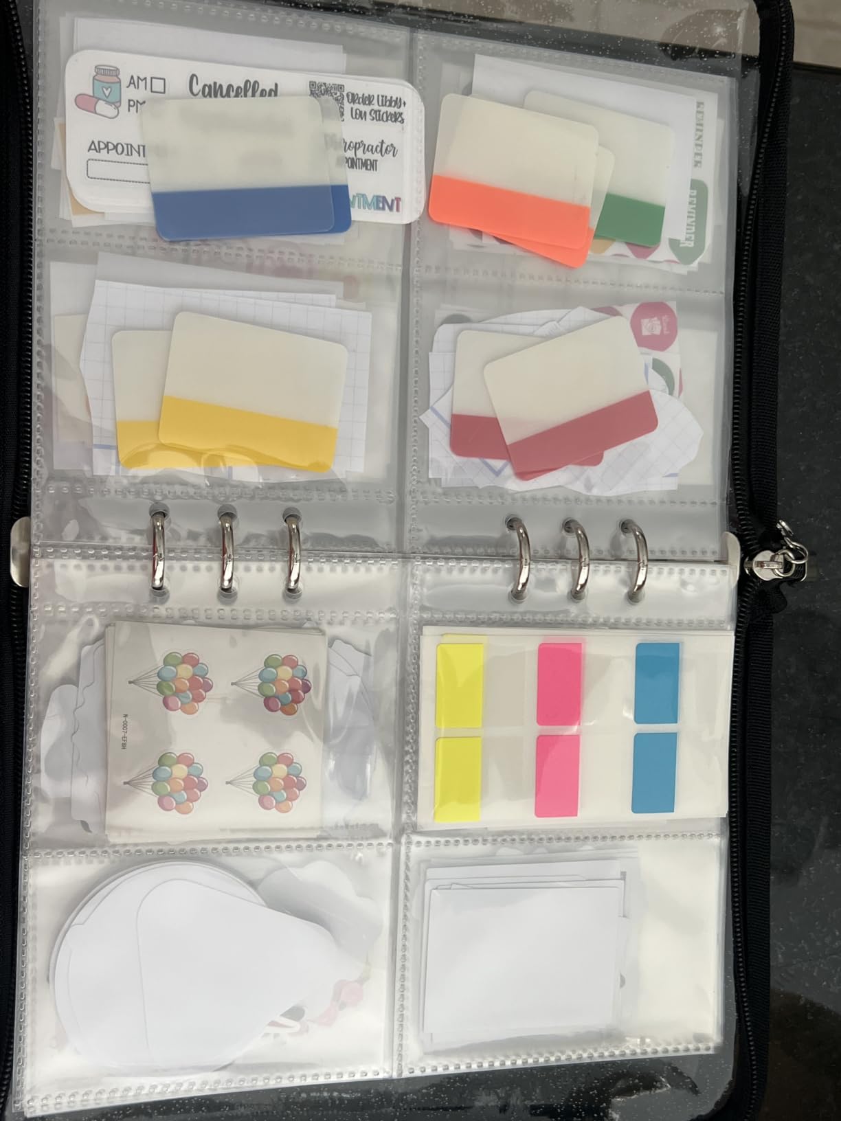 5-in-1 Sticker Organizer Book Reusable A5 Storage Binder with 220 Pockets, 10 Release Papers, Zipper Album Sticker Collecting Display Keeper (Black) customer photo 2
