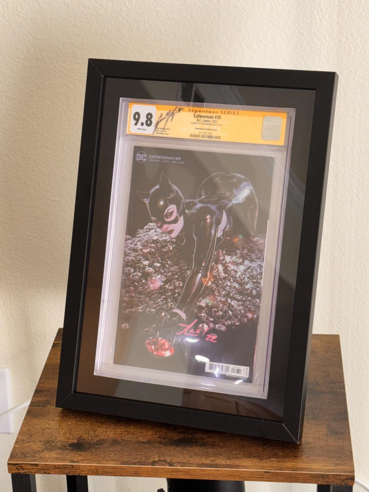 Single Graded Comic Book Frame for Standard CGC Slabs, Solid Wood Black Frame with Velvet EVA Lining, 16
