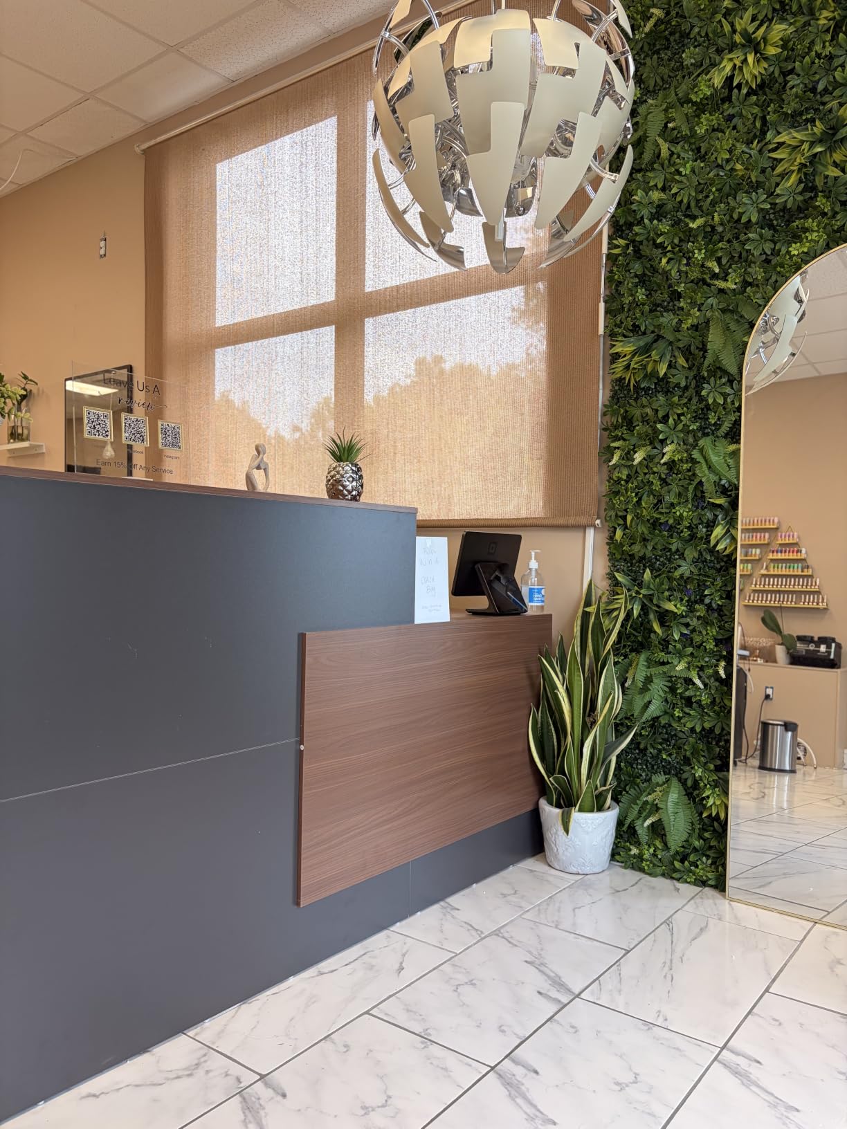 L-Shaped Modern Large Wooden Commercial Reception Desk with Counter & Shelves, Front Reception Desk Counter Table with Drawers for Offices, Home (Brown + Black, Right- 71''L x 42''W x 41''H) customer photo 1