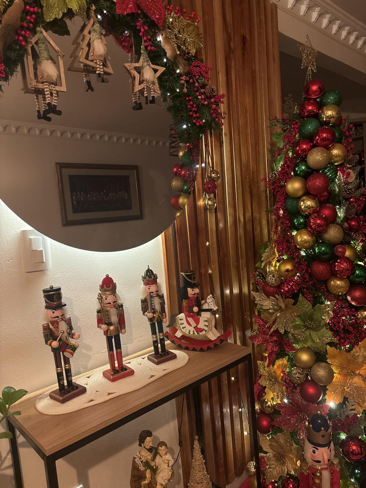 4PCS Wooden Christmas Decorations Nutcracker Soldier, 30CM Traditional Painted Nutcracker Figures, Festive Collectible Christmas Party for Home Fireplace Christmas Tree Party Decoration customer photo 1