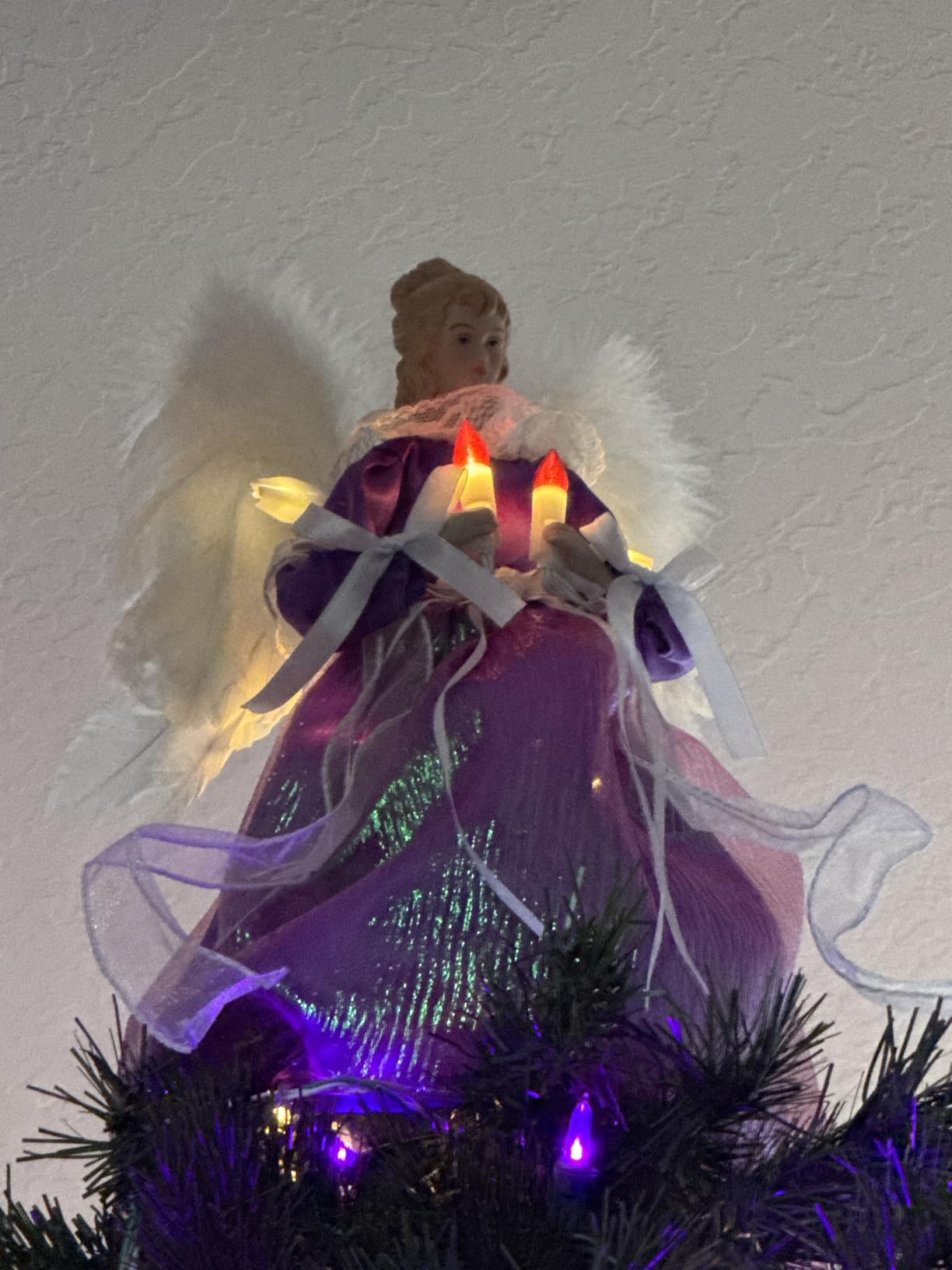 Moving Angel Tree Topper with Lights, 12'' Pink, Separately Controlled Flapping Wings and Bright LEDs, 6 On / 18 Off Hours Cycle customer photo 2