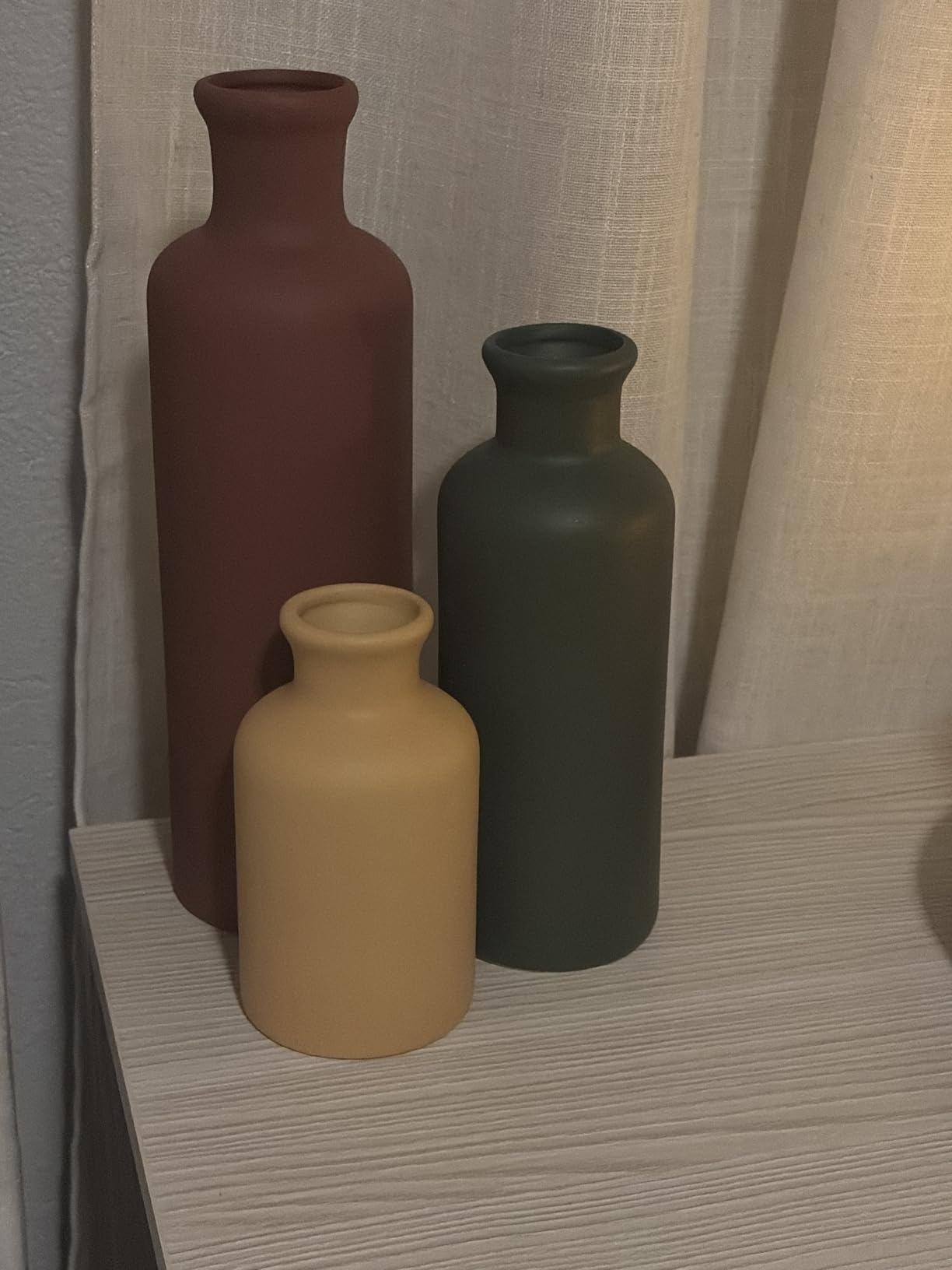 Modern Ceramic Vase Set of 3, Neutral Colors, Decorative Bottles for Home, Farmhouse Rustic Decor, Housewarming Gifts, Wedding Gifts, Bridal Shower Gifts, Birthday Gifts for Women (Green Mix) customer photo 2