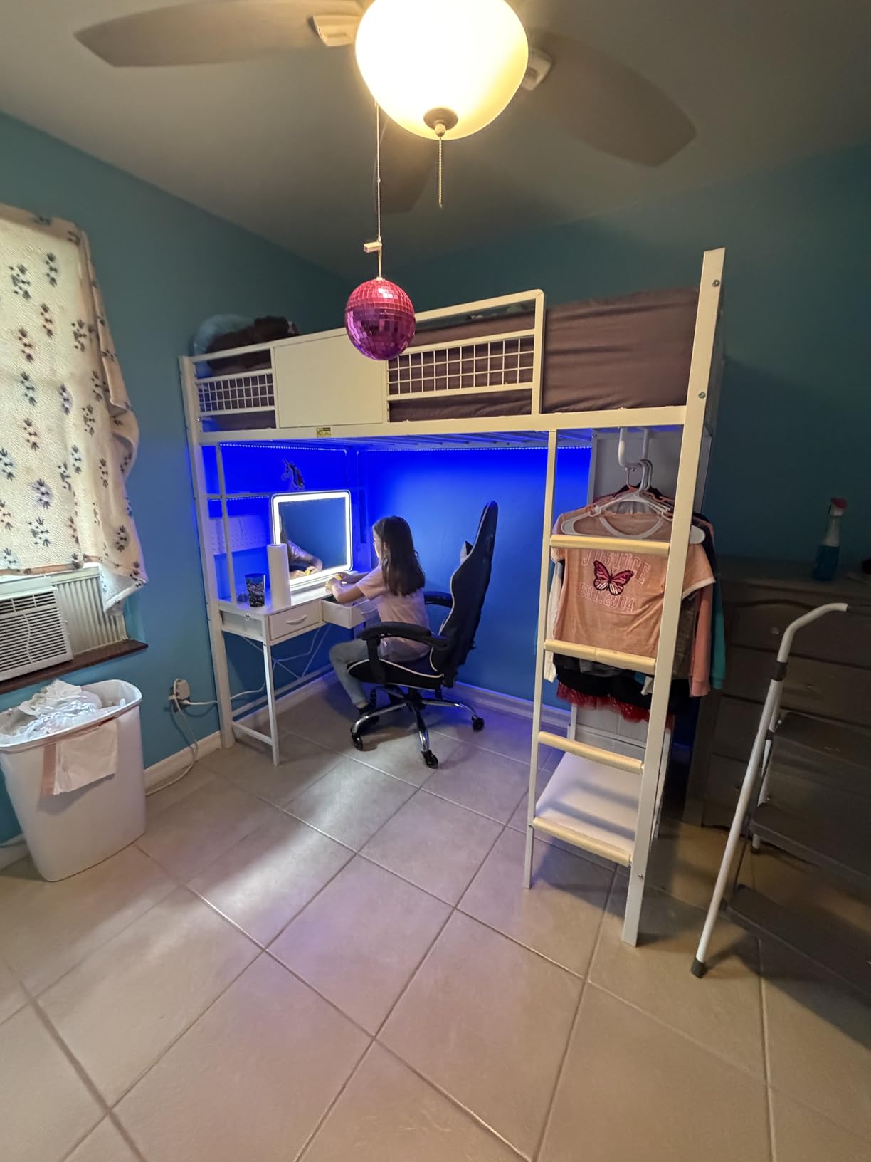 ADORNEVE Twin Size Loft Bed with Desk and 11 Storage Drawers, White customer photo 2