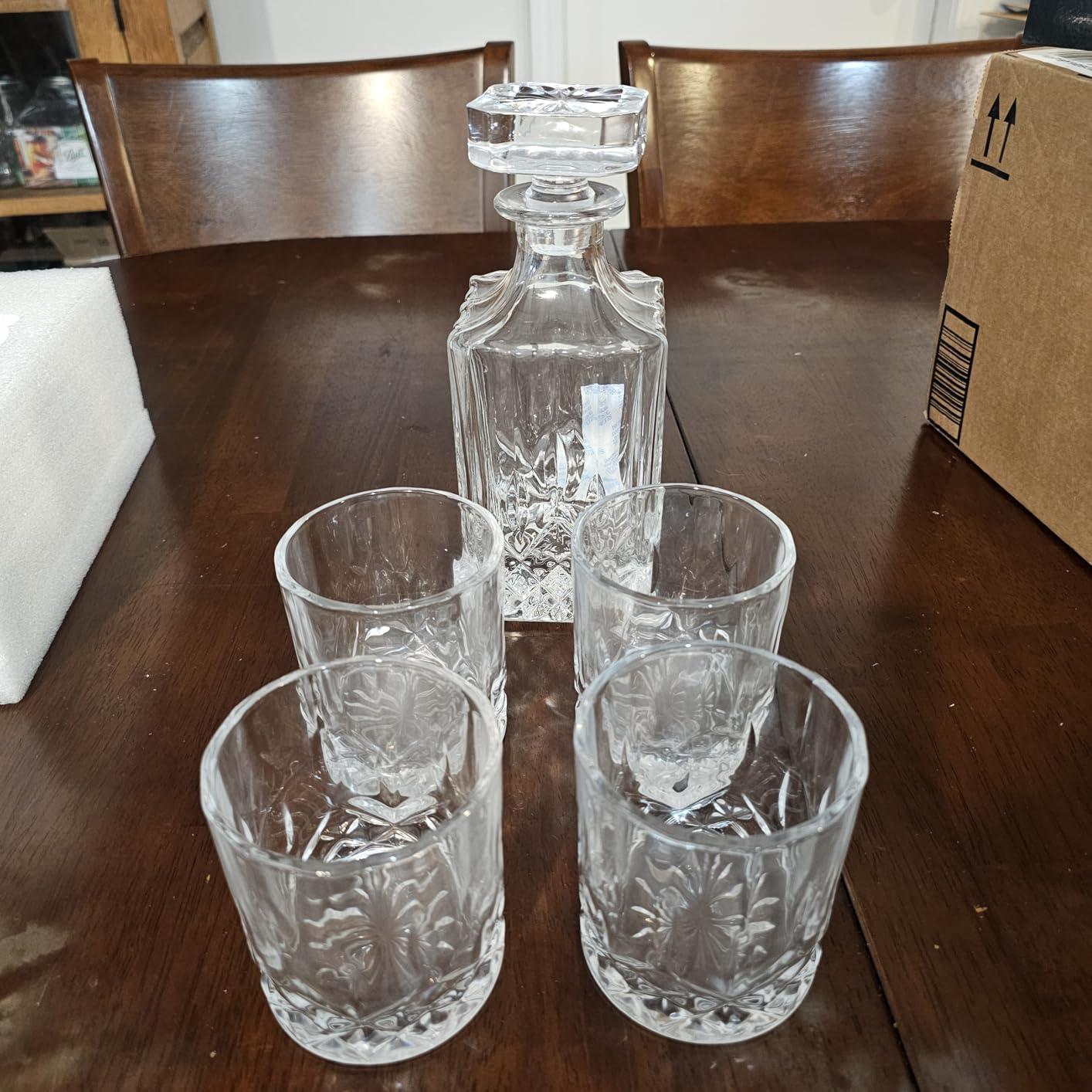 Whiskey Decanter Set for Men, 4*Crystal Whiskey Glasses(Get 4 Silicone Ice Mold Free), Lead-Free Decanter Set for Whiskey, Bourbon, Scotch, Anniversary Christmas Gifts for Dad, Husband, Whiskey Lovers customer photo 2