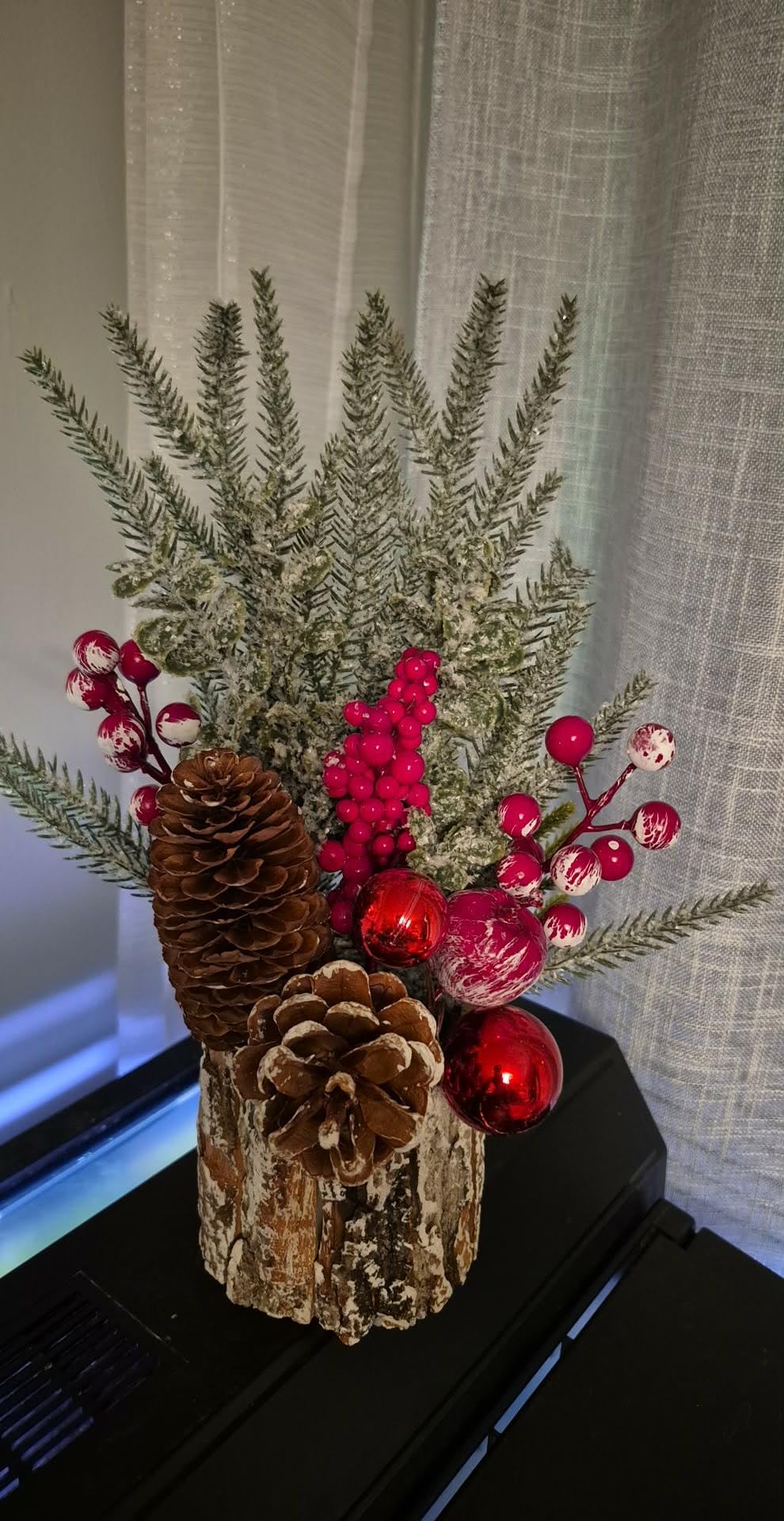 Christmas Centerpieces for Tables - Tabletop Christmas Decorations with Pine, Cones & Berries - Indoor Holiday Decors for Home, Office, Kitchen or Fireplace Mantel customer photo 1