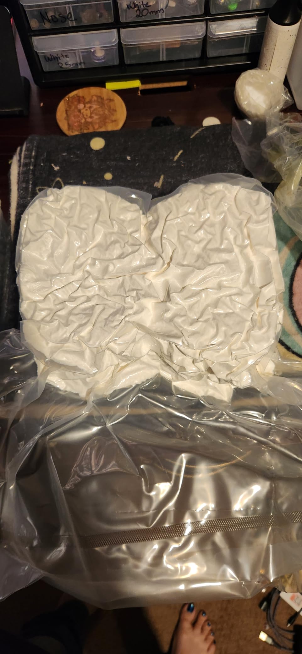 #6 Super Bulky Blanket Yarn for Crocheting - 4 Skeins(Each 10.5oz/300g, 220yds/201m), Chunky Chenille Thick Plush Big Soft Yarn for Crocheting Knitting Blankets, Cream customer photo 2