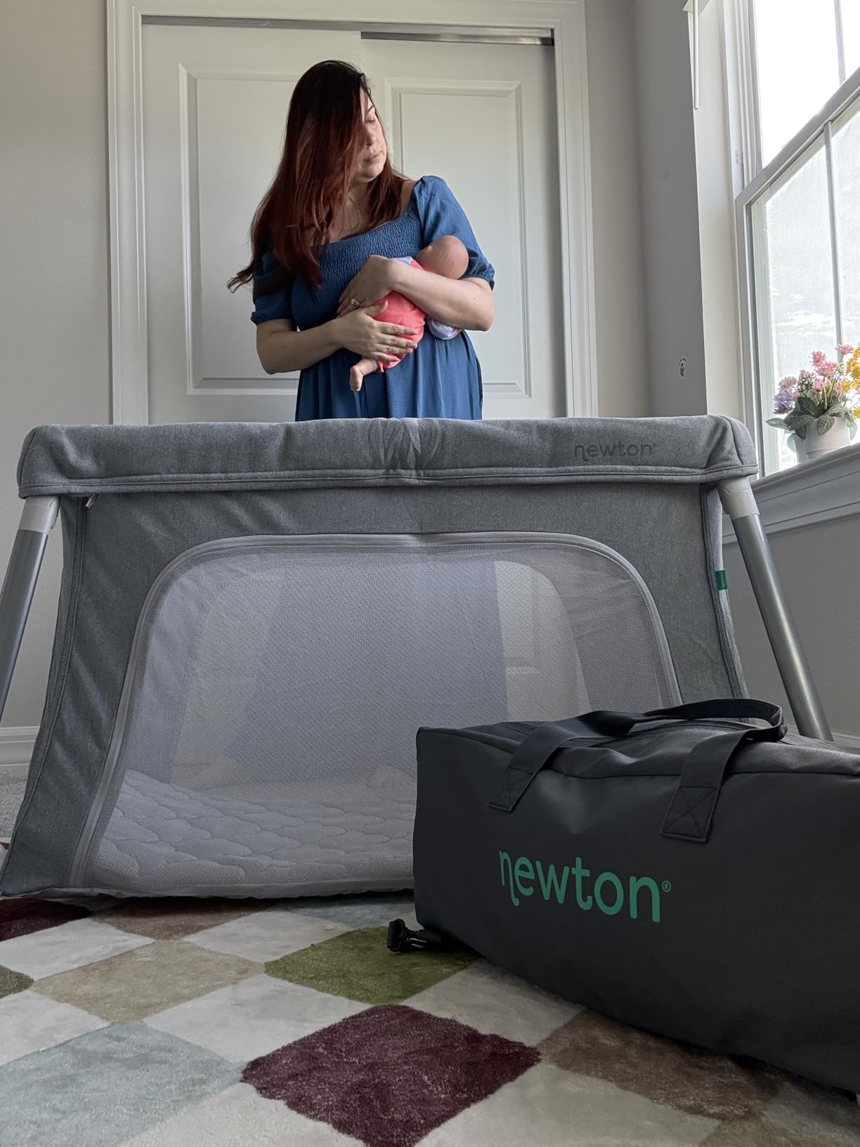 Newton Baby Compact Travel Crib & Play Yard, Carry-On Size, Sand, Foldable, Backpack Straps customer photo 1