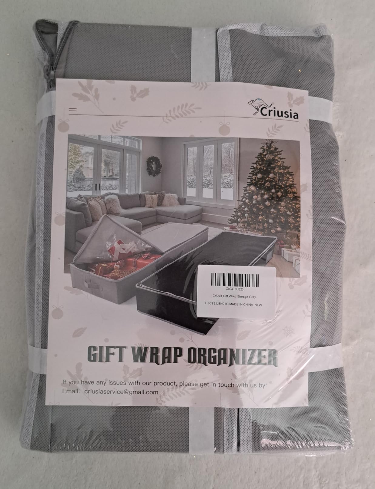 Gift Wrapping Paper Organizer Storage, Durable Underbed Storage Container Fits 24 Rolls, with Removable Dividers and Pockets for Ribbon, Ornaments, Holiday Accessories, Grey customer photo 2