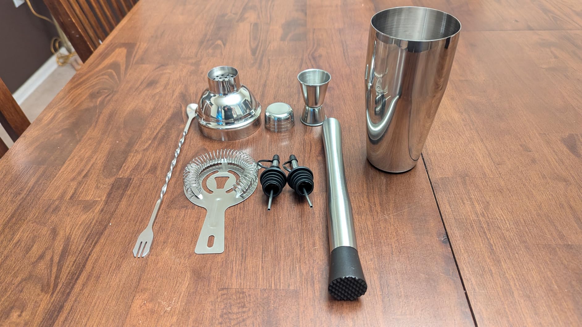 Cocktail Shaker Set Bartender Kit, Professional Bar Set, Martini Shaker, Jigger, Strainer, Mixer Spoon, Muddler, Liquor Pourers Ideal Bar Accessories for Home customer photo 1