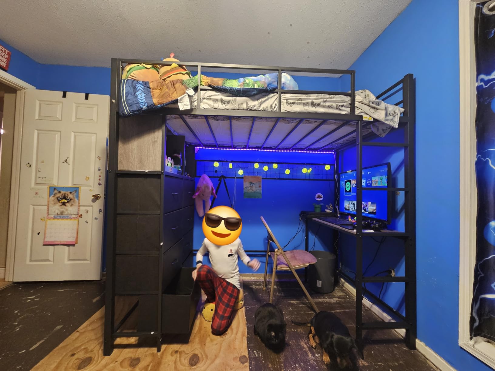 ADORNEVE Loft Bed Full Size with Desk and 8 Storage Drawers, Grey customer photo 2
