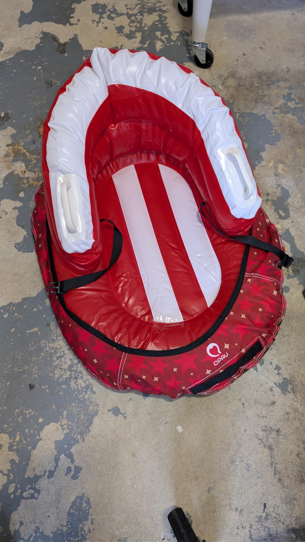 QPAU Snow Sled for Toddlers 1-3 with Canvas Cover, Inflatable Baby Sled with 3-Sided Protection, Tow Strap & Handles, Kids Snow Tube for Skiing & Sledding customer photo 1