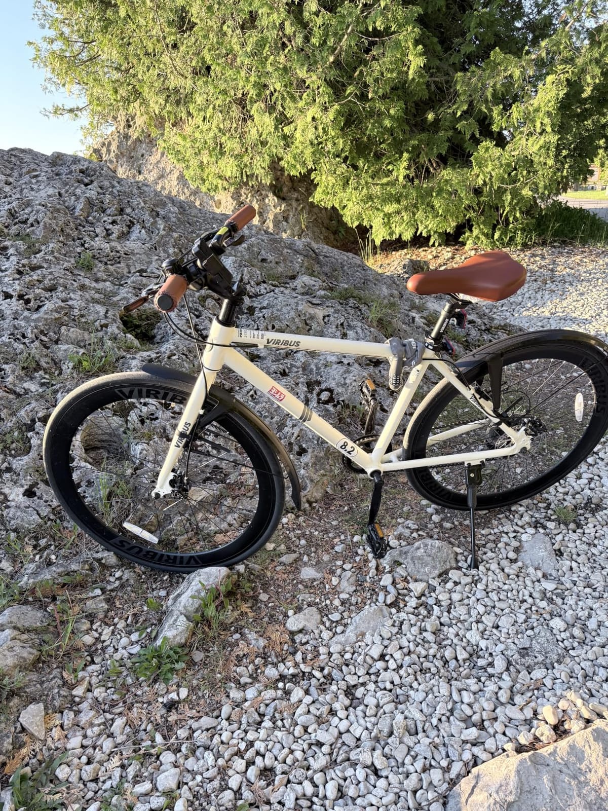VIRIBUS Hybrid Bikes, 28 inch Road Bike 7 Speed with Lightweight Aluminum Frame, 700C Wheels, Hybrid Bicycle for Men Adult customer photo 2