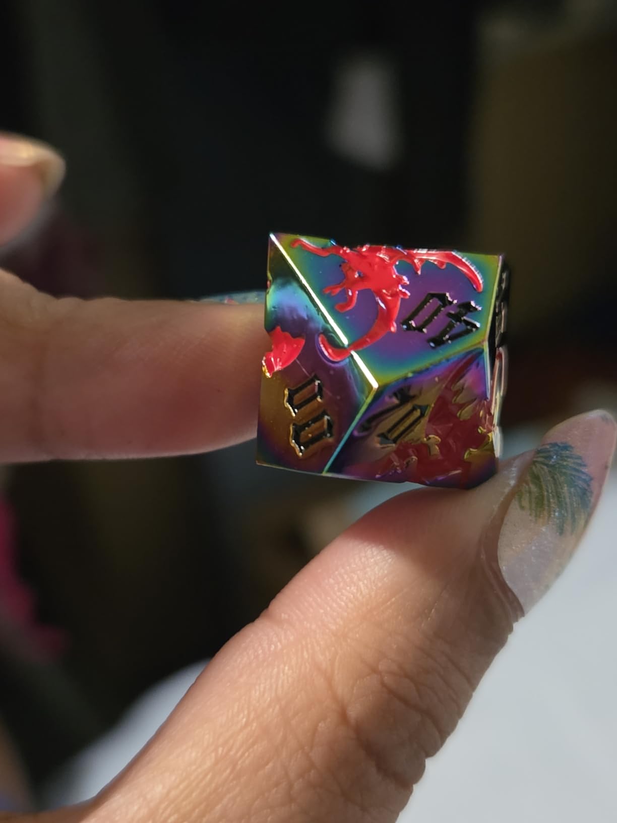 Metal DND Dragon Dice Set,D&D Polyhedral Dice with Dragon for Dungeons and Dragons RPG TTRPG D and D 7-Die Set with Gift Case customer photo 2