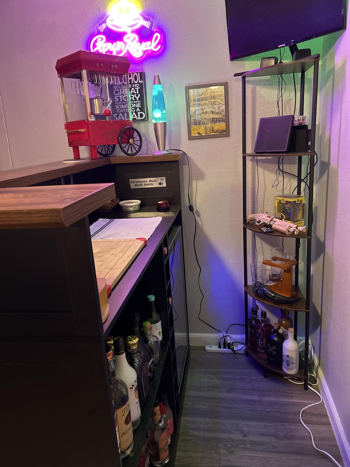 GDLF Home Bar Unit with Fridge Space, U-Shape Liquor Wine Cabinet, 63.1