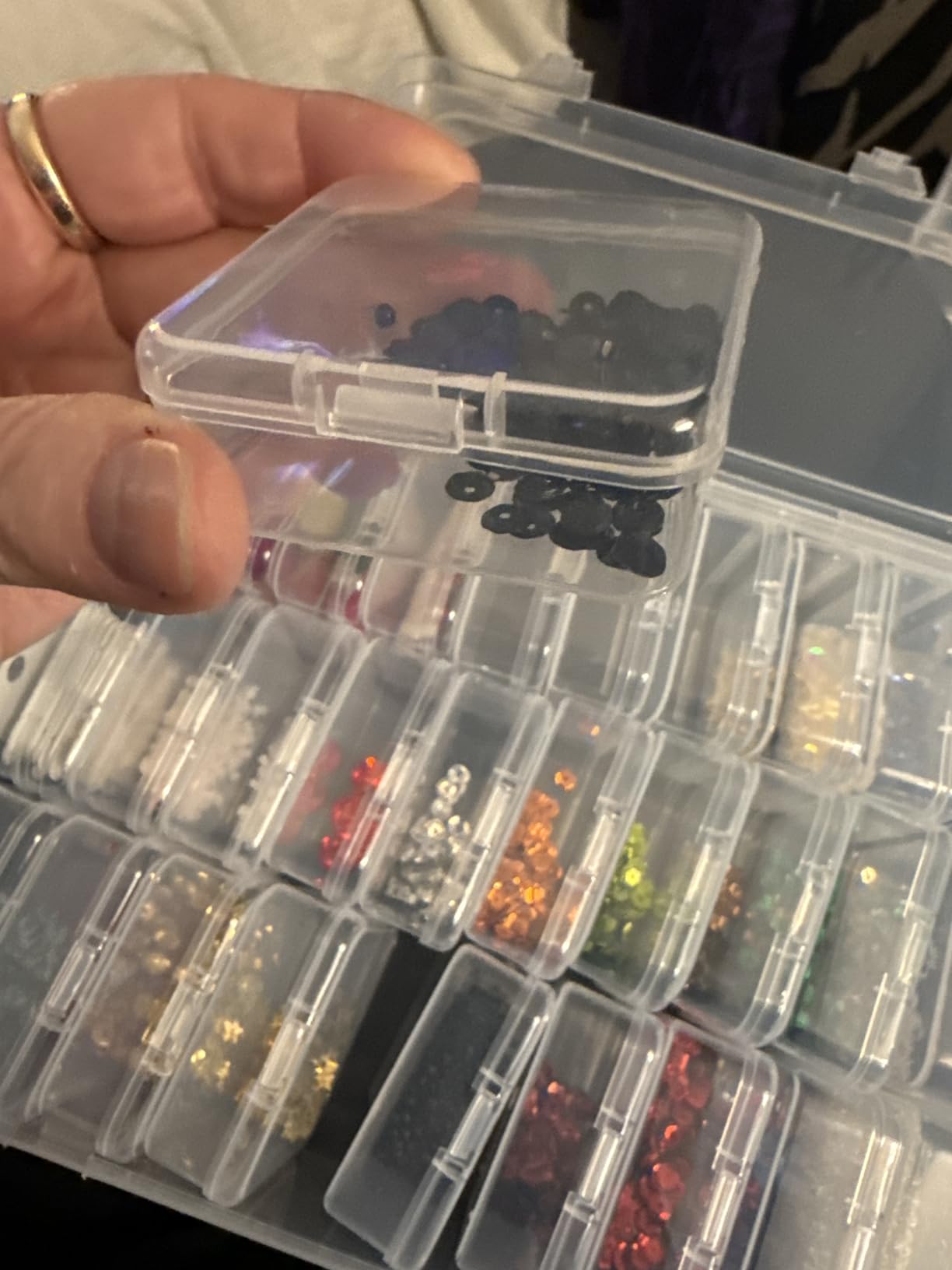 Bead Organizer Box, 60 Pack Small Clear Storage Boxes with Labels, Large Travel Craft Case with Handle, Mini Plastic Containers for Jewelry Making Diamonds DIY Pony Bracelet Screws Seeds Small Parts customer photo 2