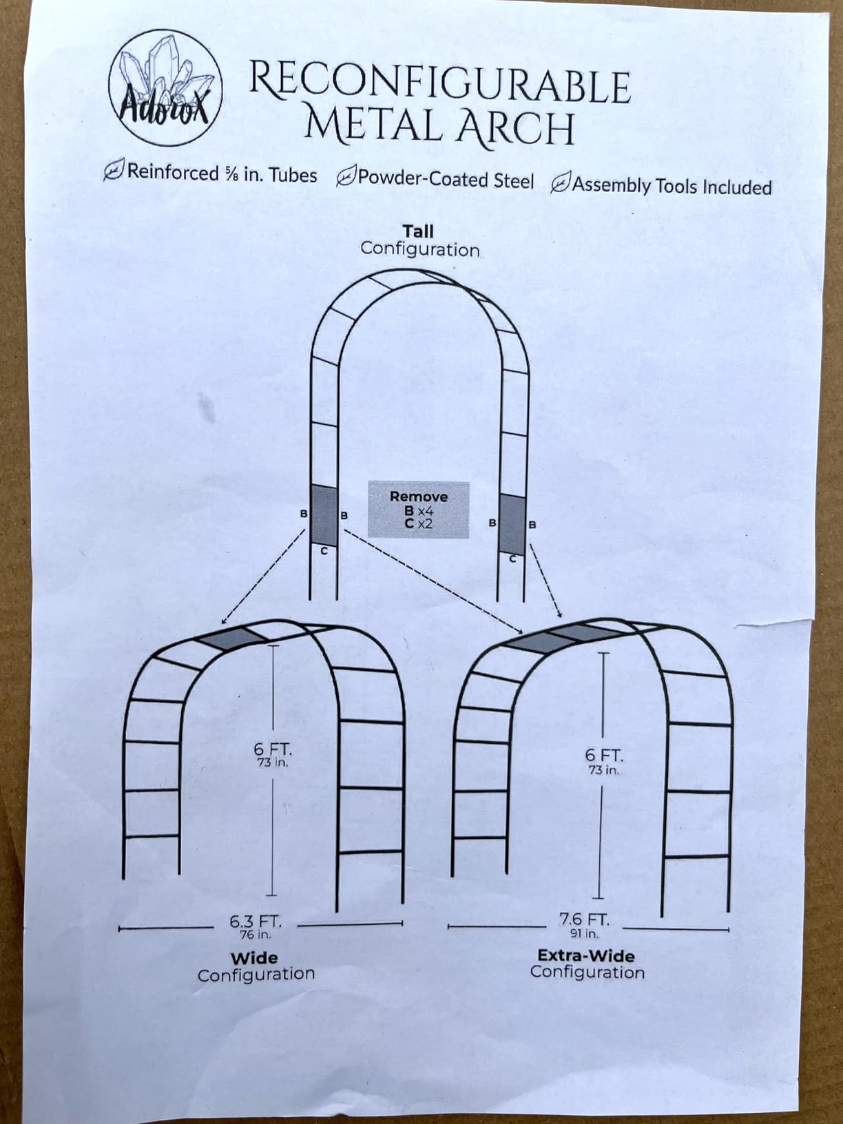 Thickened Tube Garden Arch, 7.3ft Heavy-Duty Metal with 16mm Steel Tubes & 0.5mm Thickened Wall, Durable Outdoor Trellis for Climbing Plants, Roses, Garden Party, Ceremony & Decorations (Black) customer photo 2