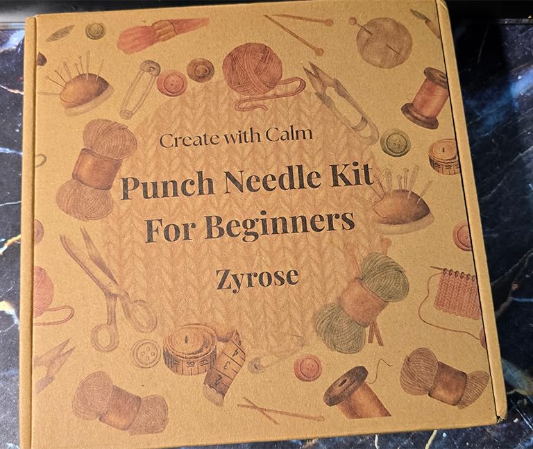 Zyrose Punch Needle Kit for Beginners & Adults, Printed Fabric, 8
