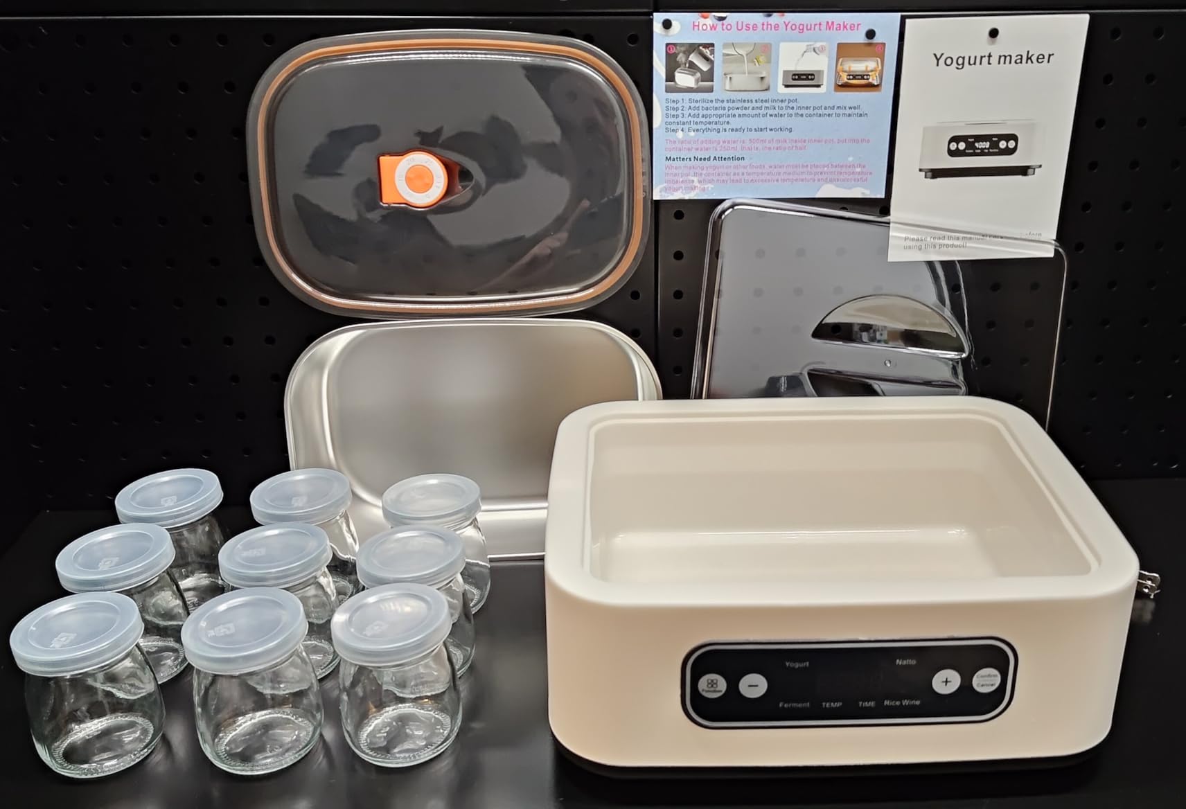 Homemade Greek yogurt comes with 9 jars, temperature control and intelligent timer, multi-purpose rice wine, fermentation, natto, etc (White) customer photo 2
