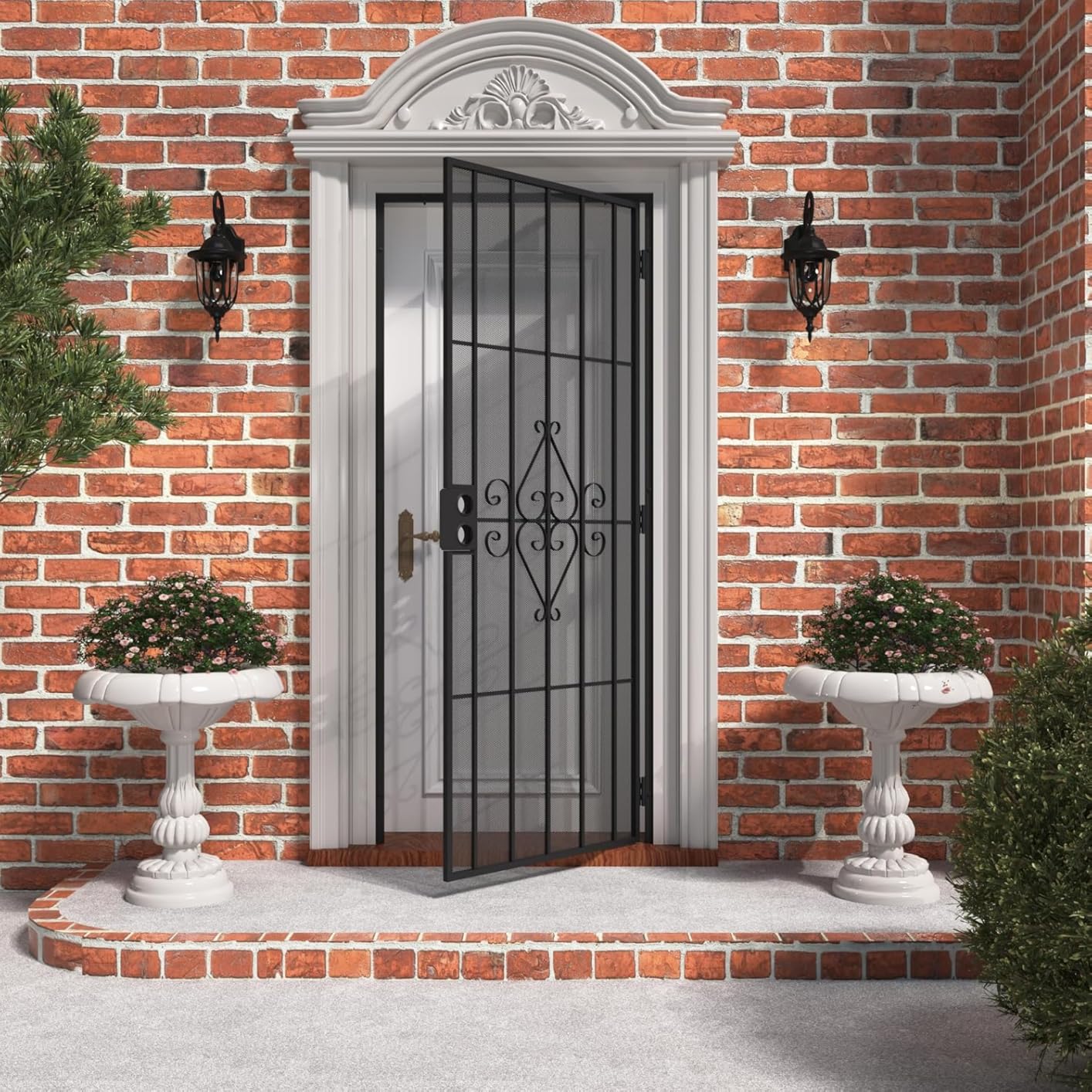 JUBEST 36 in. x 80 in. Security Screen Door, Surface Mount Reversible Powder Coated Black Outswing Steel Security Door with Expanded Metal Screen, Prehung Steel Exterior Doors, Durable&Safe customer photo 1