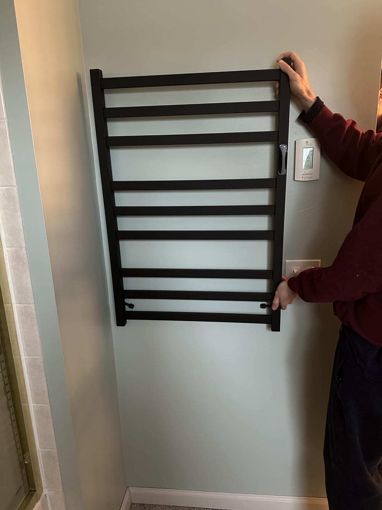9-Bar Towel Warmer, Wall-Mounted Electric Heated Rack for Bathroom, 24-Hour Timer Smart Switch, 304 Stainless Steel Heated Towel Holder, Hard Wired an Plug in Electric Heated Dryer customer photo 1
