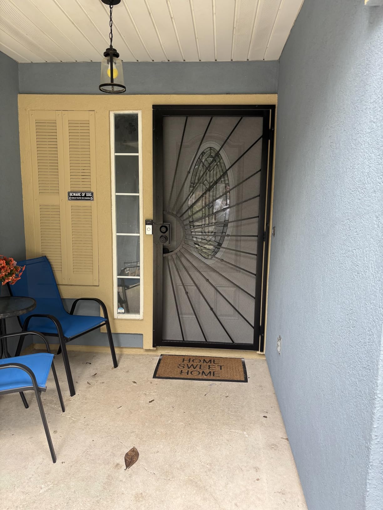 JUBEST 32 in. x 80 in. Security Door, Surface Mount Exterior Front Entry Door, Outswing Steel Security Door with Perforated Metal Screen, Powder Coated Black, Lock Not Include customer photo 1