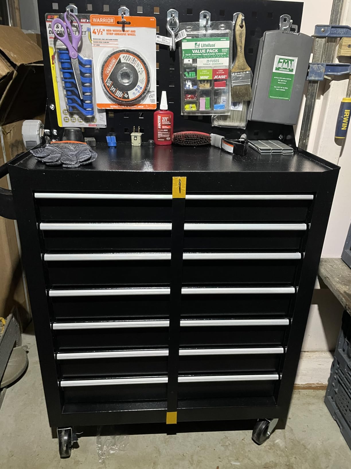 7 Drawers Rolling Tool Chest with Pegboard, Metal Tool Chest with Drawers, Tool Storage Cabinet with Wheels for Garage, Workshop, Repair Shop, Black customer photo 2
