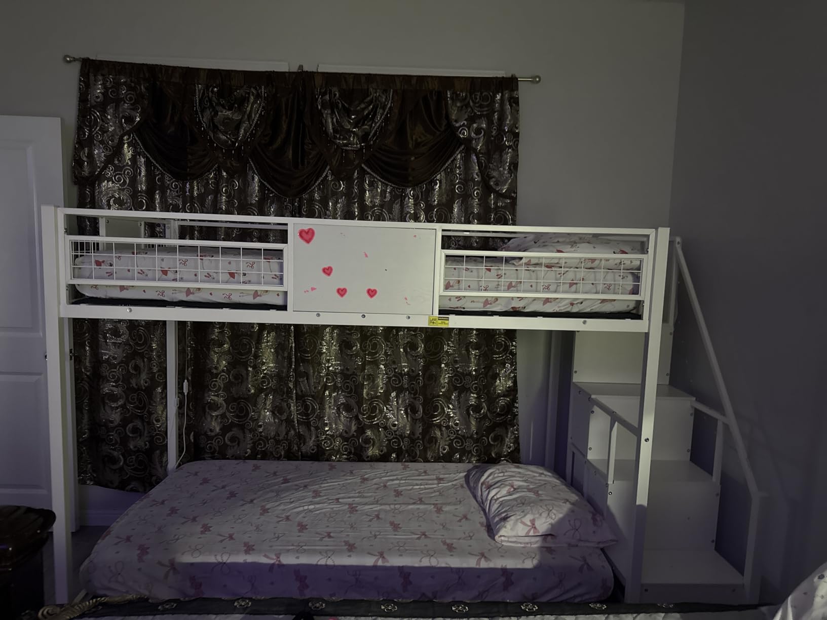 BTHFST Bunk Bed Twin Over Twin with Stairs, LED Lights Twin Bunk Bed with 2 Storage Drawers & 6 Fabric Drawers, Metal Twin Loft Beds with Guardrail & Stairs, Space Saving, Sturdy Frame for Teens customer photo 1