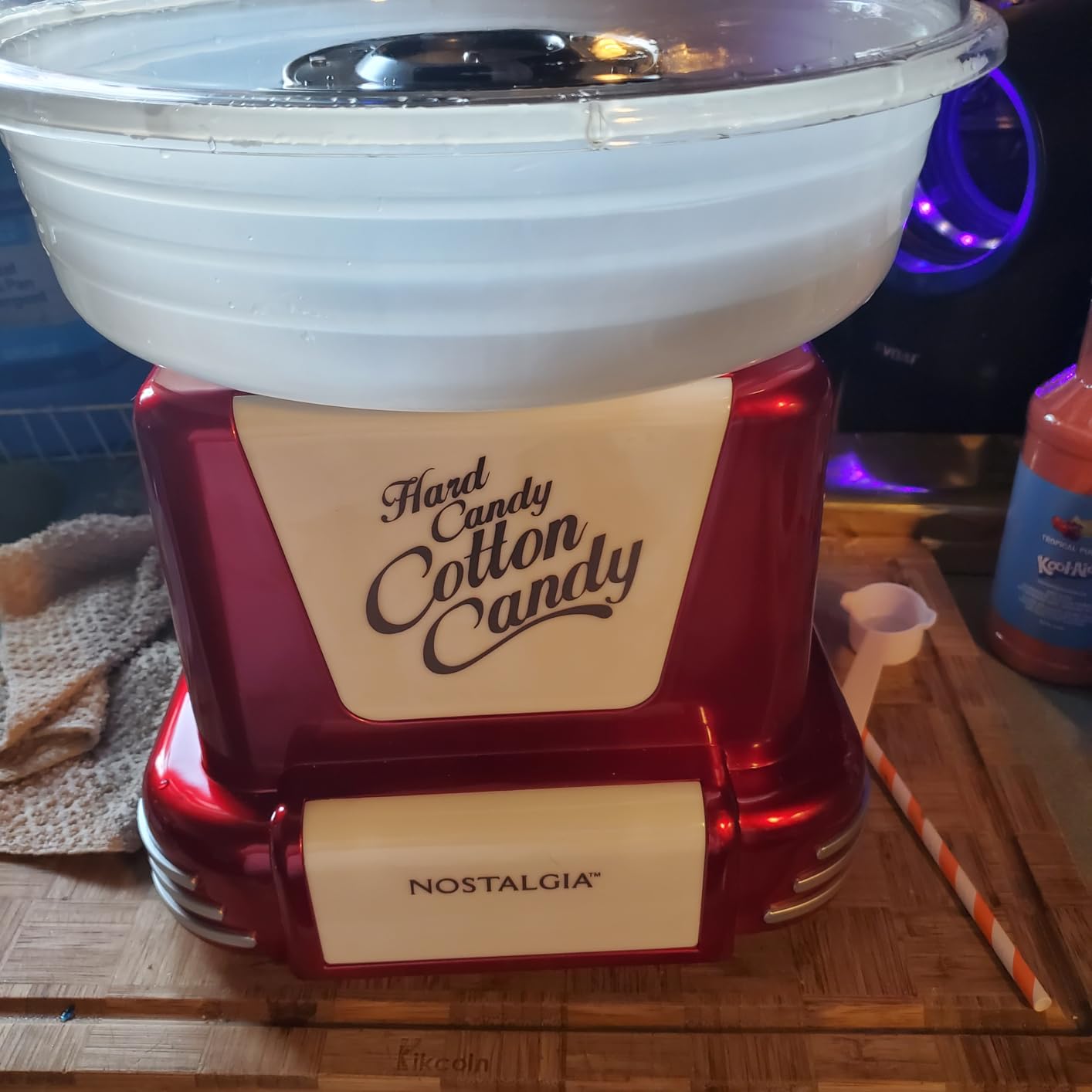 Nostalgia Countertop Cotton Candy Machine - Use Normal or Sugar-Free Candy or Flossing Sugar - Includes 2 Reusable Cones and Measuring Scoop - Aqua customer photo 1