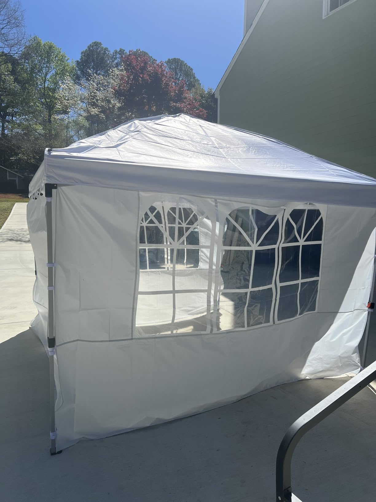 Raynesys 10x10ft Pop Up Canopy Tent with Sidewalls for Events, Parties | 10 Person Party Tent One Push Setup, Portable Gazebo Outdoor Sun Shade, Silver Coated Top, White customer photo 2
