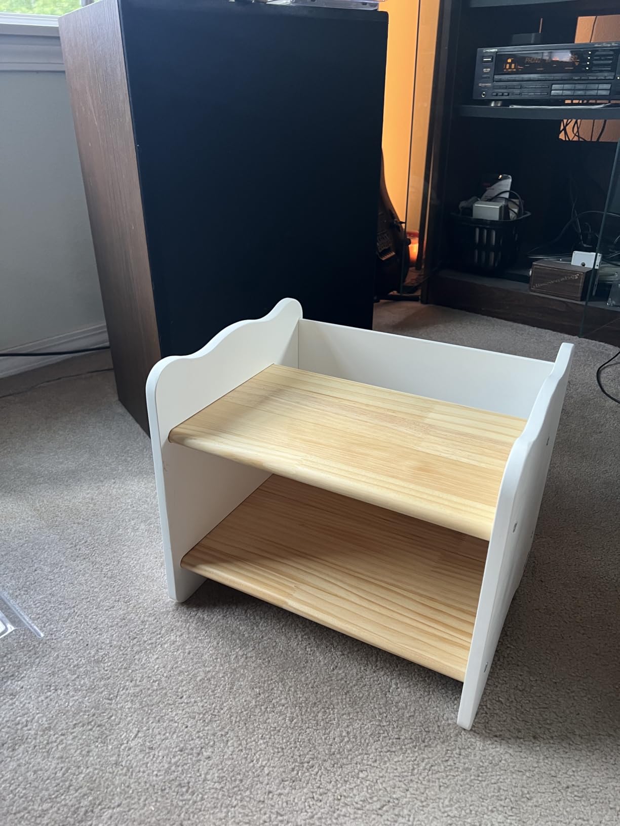 The Original Kids Nightstand for Floor Beds, Solid Wood Small Bedside Table with Book Pocket, Low Tiny Nightstand for Nursery, Toddler & Kids Room, Montessori Style Side Table - White customer photo 2