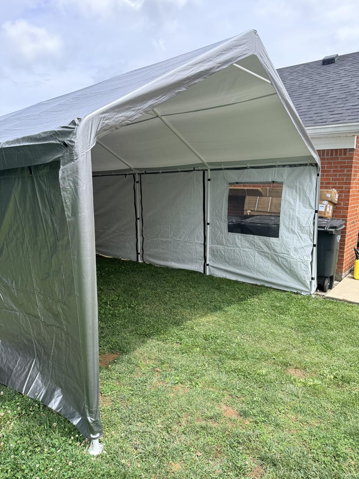 10x16 Heavy Duty Carport Canopy, Portable Garage with Mesh Windows | Enclosed Car Port, Drive Through Zipper Doors, Roll Up Windows, 180G Portable Car Shelter, Solar LED Lights customer photo 1