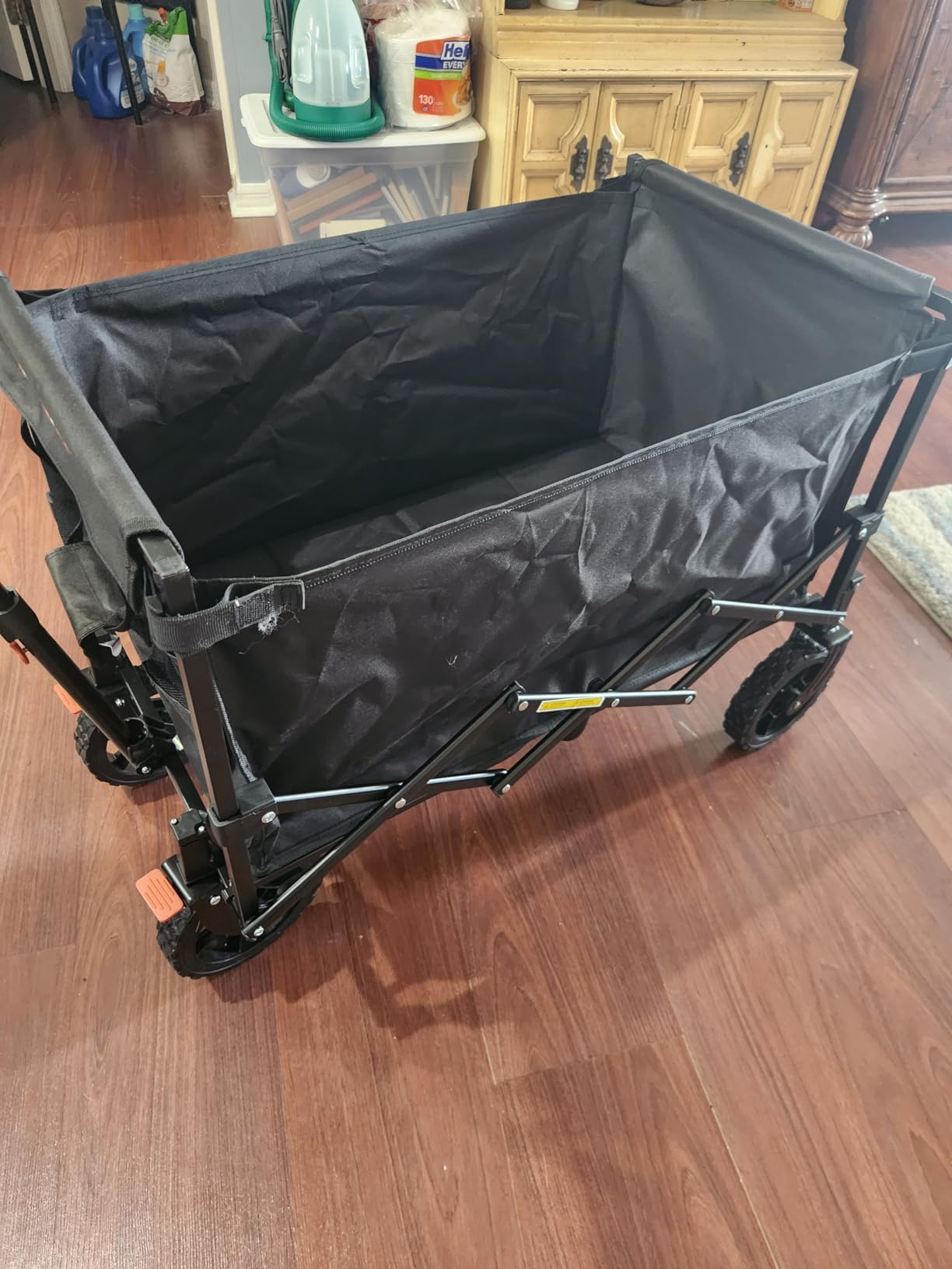 Navatiee Beach Wagon with Big Balloon Wheels for Sand, 200L Extra Large Beach Cart with Canopy, 440Lbs Heavy Duty Folding Wagon Collapsible with 9