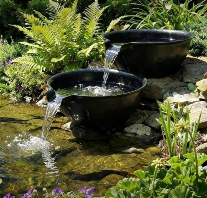 POPOSOAP Spillway Bowl and Basin Fountain Kit, Spillway Bowl Fountain with Pond Pump for Formal Waterfall Spillways, Water Gardens Basin Kit For Indoor/Outdoor DIY Water Feature Pond Garden-P721 customer photo 2