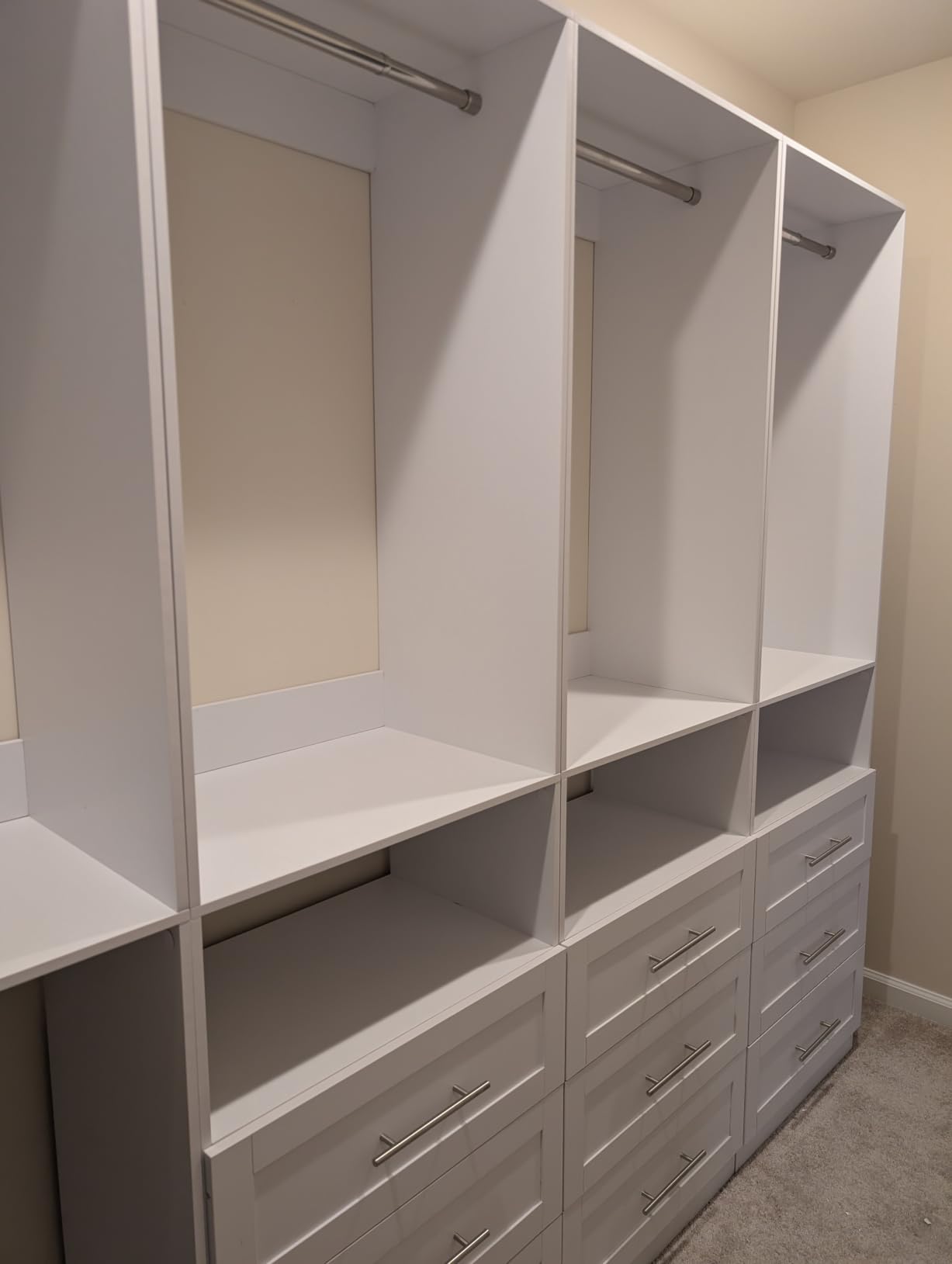 Closet System with 9 Drawers, Corner Closet Organizer Systems with 9 Shelves and 9 Hanging Rods L-Shaped Walk in Closet Freestanding Corner Tower Modular Storage System 4 Sets 2800+ Lbs Capacity White customer photo 2