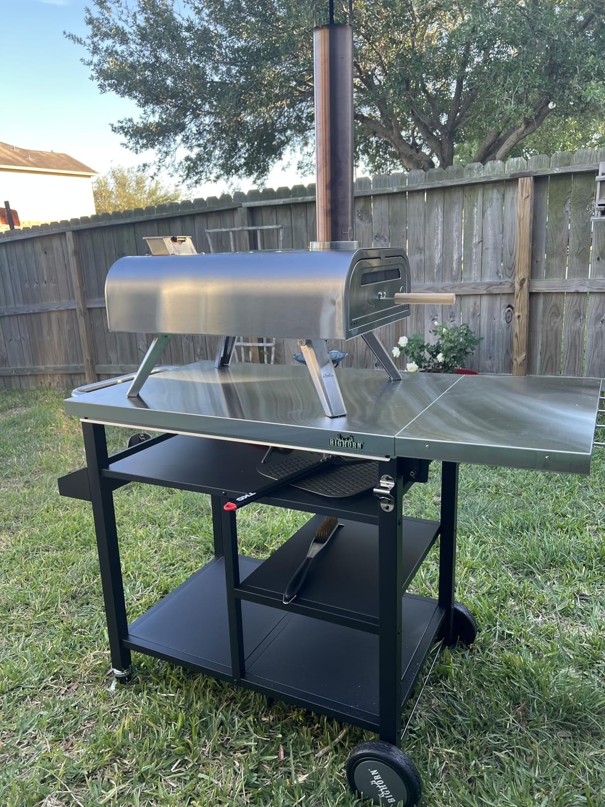 BIG HORN OUTDOORS Grill Cart, Stainless Steel Outdoor Grill Table for Infrared Grill, Pizza Oven Stand customer photo 2