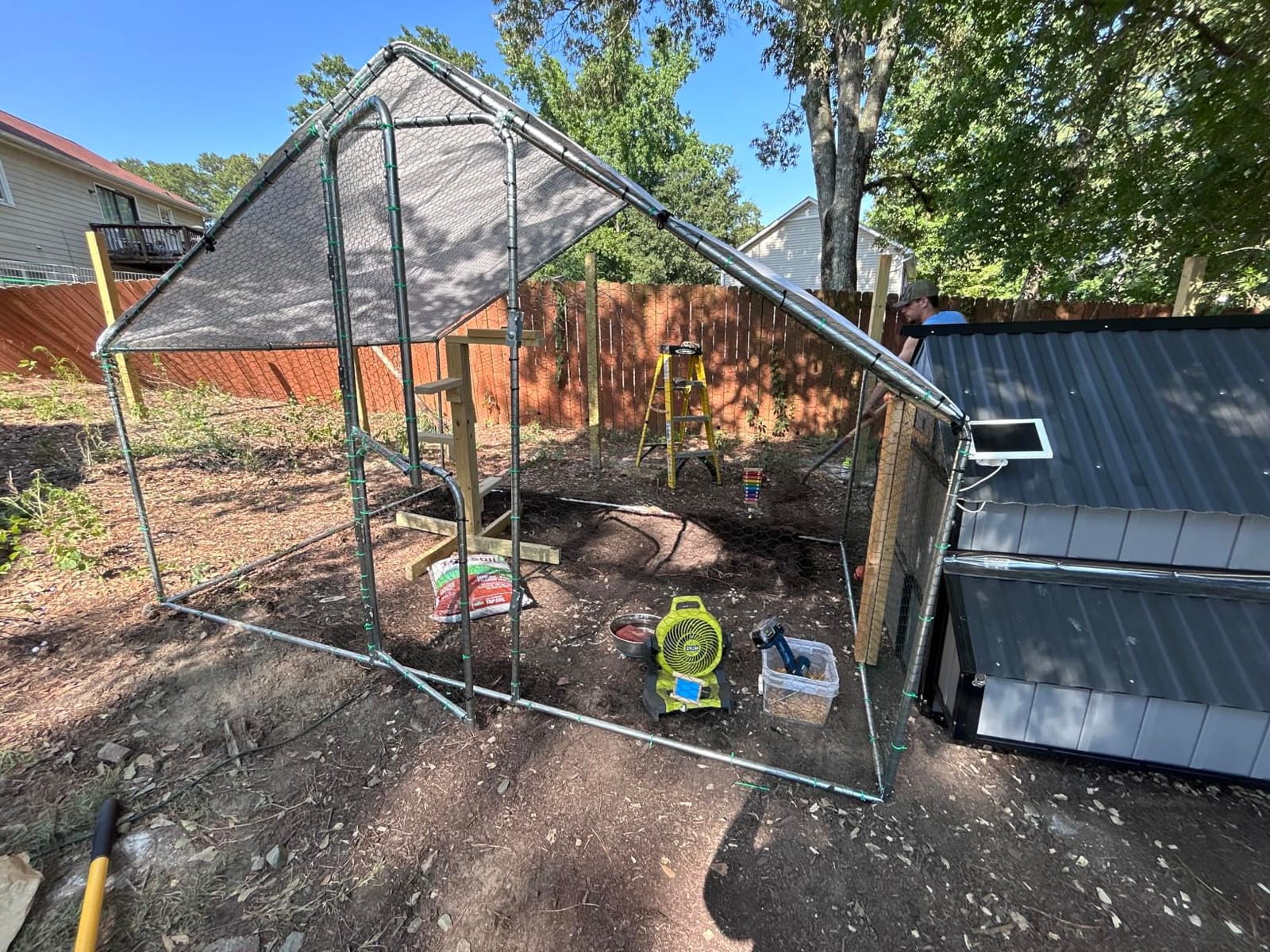 UDPATIO Large Metal Chicken Coop Walk in Run House Pen Galvanized Frame | Double Feed Door UV-Resistant Cover Outdoor Cage for Bird Duck Rabbit Hen 6-10 Silver M customer photo 2