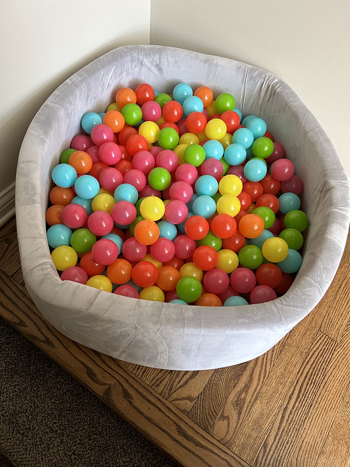 Leather Foam Ball Pit for Toddlers: Waterproof Baby Ball Pit with Soft Memory Foam - Large Soft-Play Set for Baby Playpen Indoor Outdoor Games - Ideal Gifts Toys for Boys Girls (Rectangle) customer photo 2