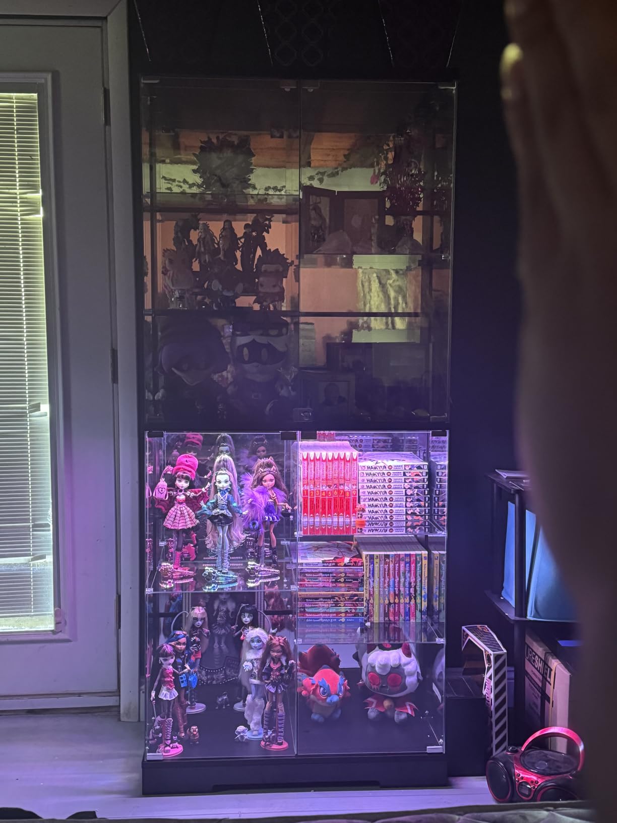 Lvifur 67''H Lockable Display Cabinet with Glass Doors & RGB Lights, Black | 5-Tier Glass Curio Display Cabinets with Motion Sensor Lights, China Cabinet with Removable Shelves, Lighted Showcase customer photo 1